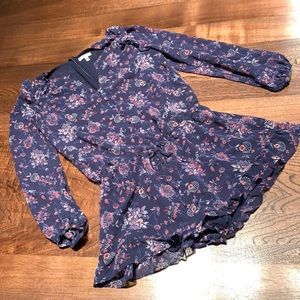 Joie Navy and Pink Floral Romper